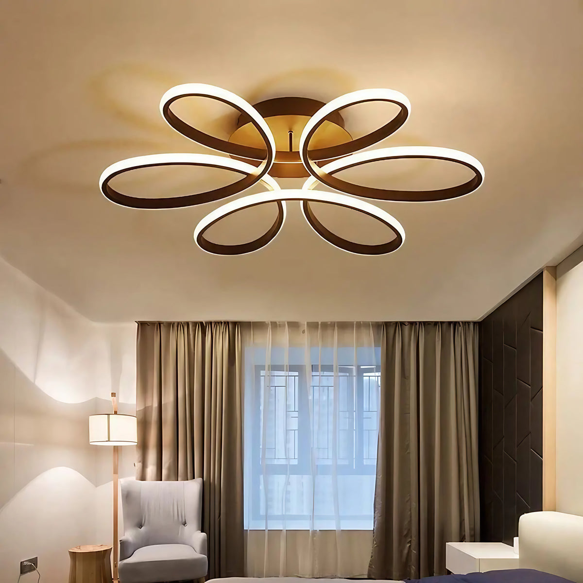 Plafonnier minimaliste moderne, blanc ou marron, marron