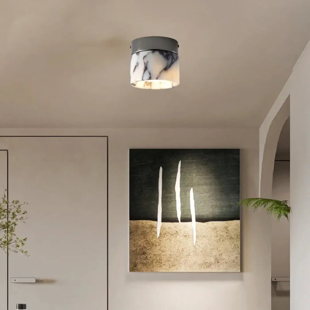 Plafonnier moderne effet marbre blanc
