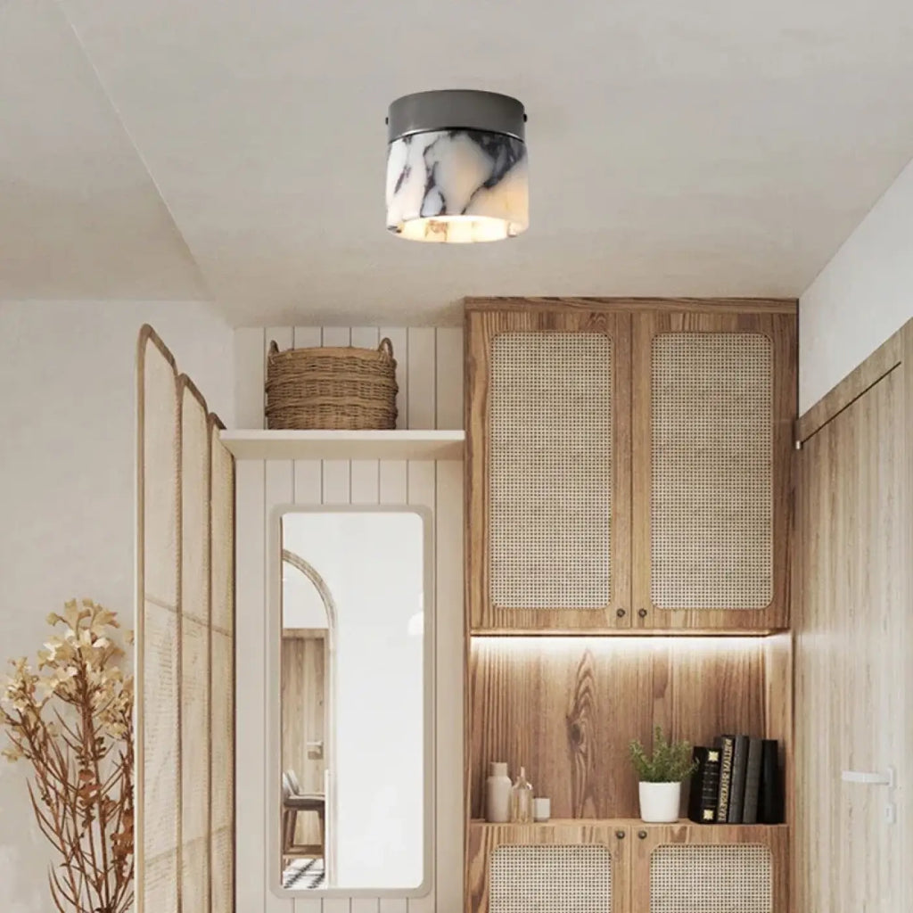 Plafonnier moderne effet marbre blanc