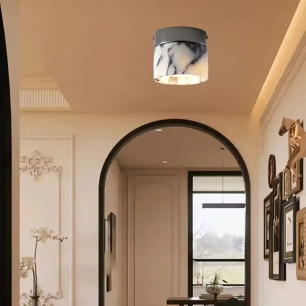 Plafonnier moderne effet marbre blanc