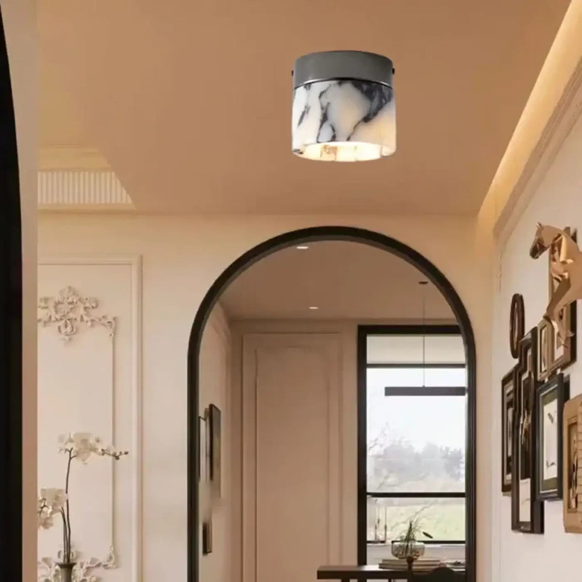 Plafonnier moderne effet marbre blanc