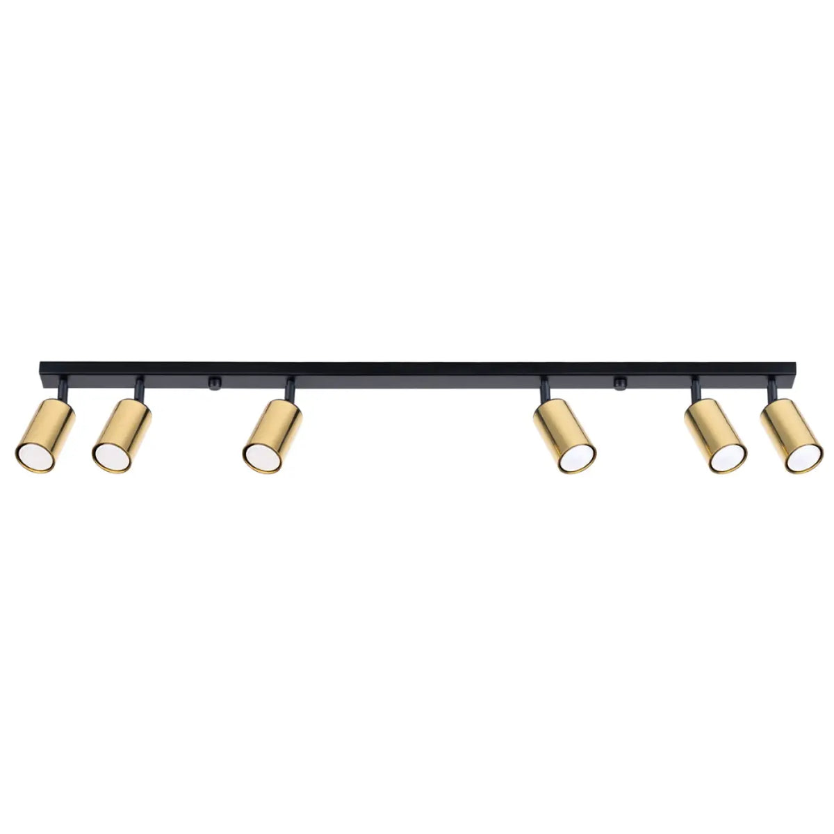 Plafonnier 6 spots orientables noir et doré, rampe de 118 cm