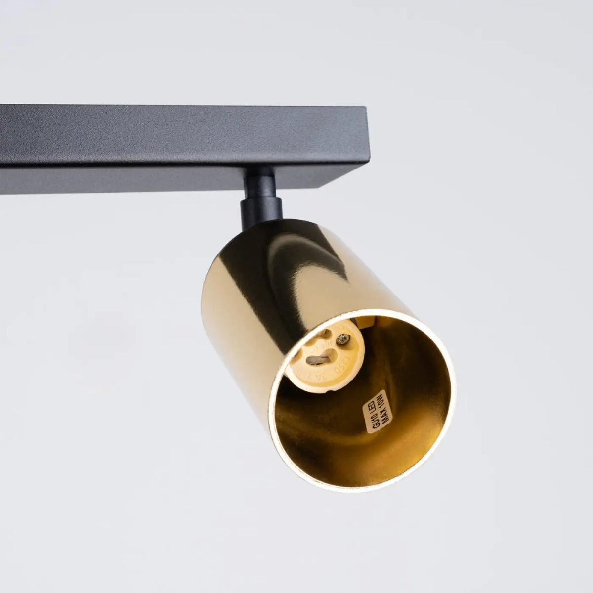 Plafonnier 6 spots orientables noir et doré, rampe de 118 cm