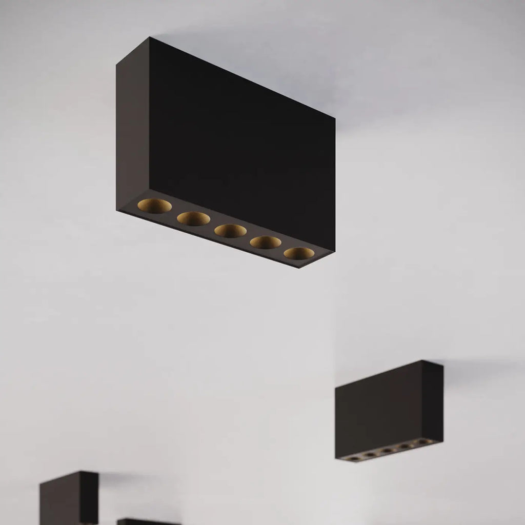 Plafonnier LED rectangulaire en aluminium noir mat, 1168 lumens