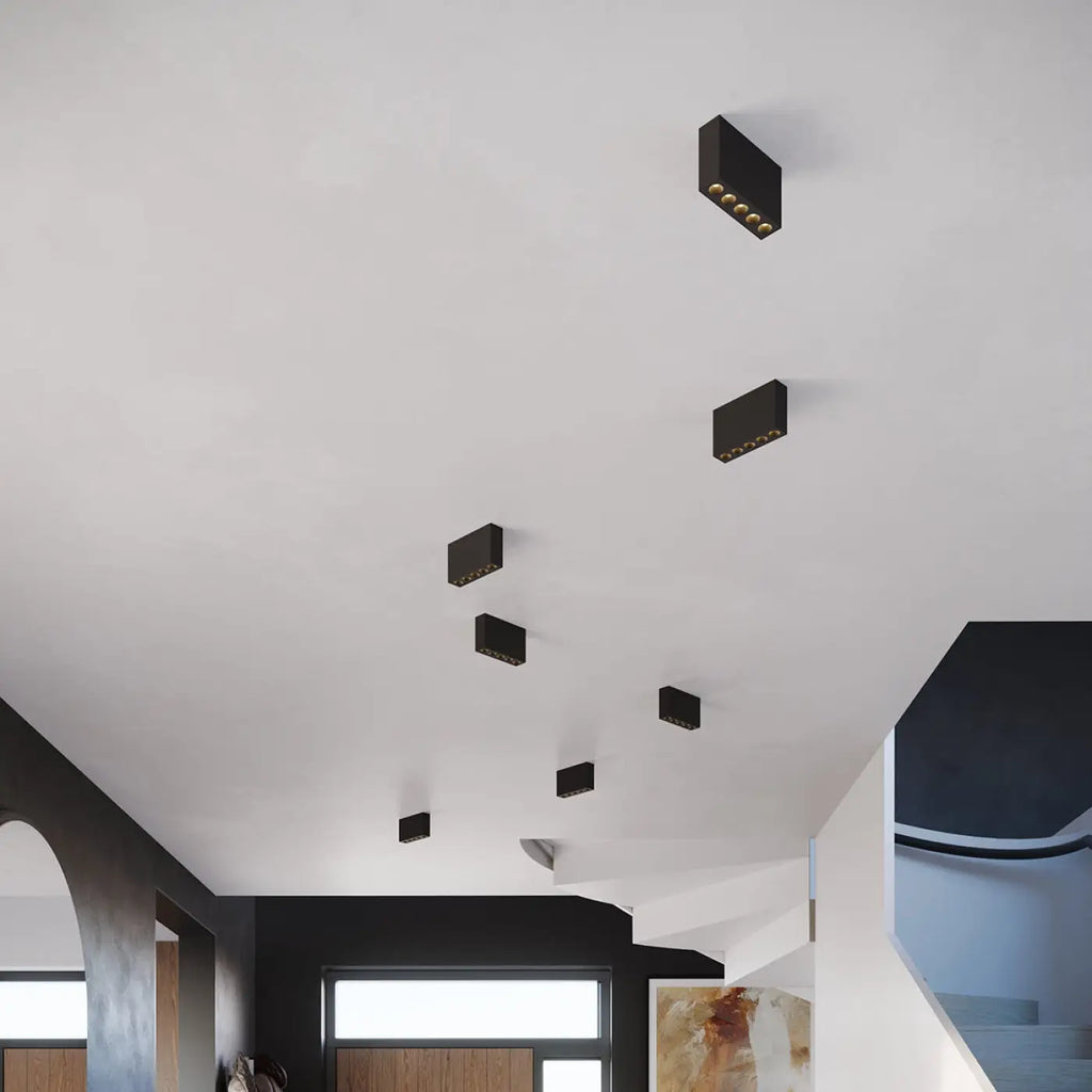 Plafonnier LED rectangulaire en aluminium noir mat, 1168 lumens