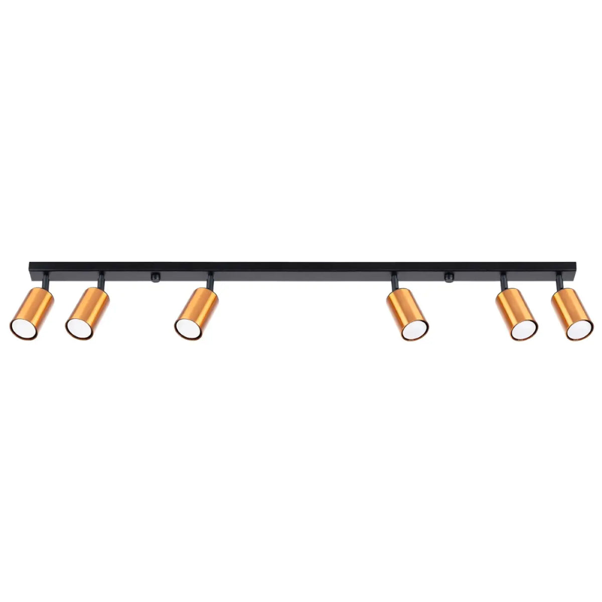 Plafonnier 6 spots orientables noir et cuivre, rampe de 118 cm
