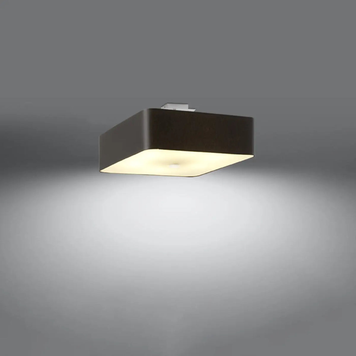 Plafonnier carré noir en tissu et verre, 45 cm, 5 ampoules E27