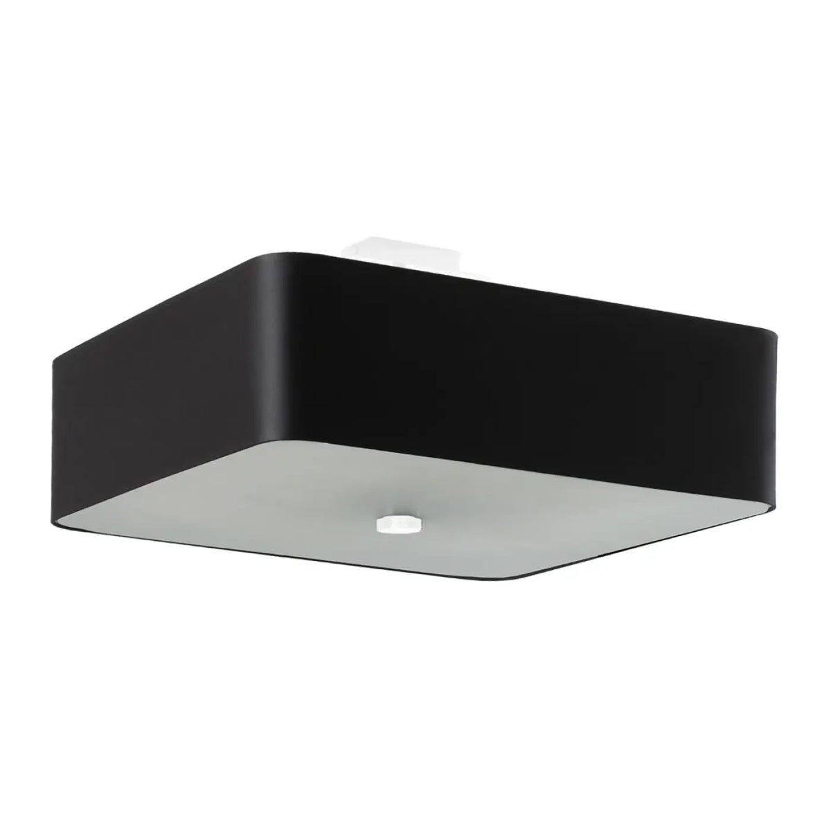 Plafonnier carré noir en tissu et verre, 45 cm, 5 ampoules E27
