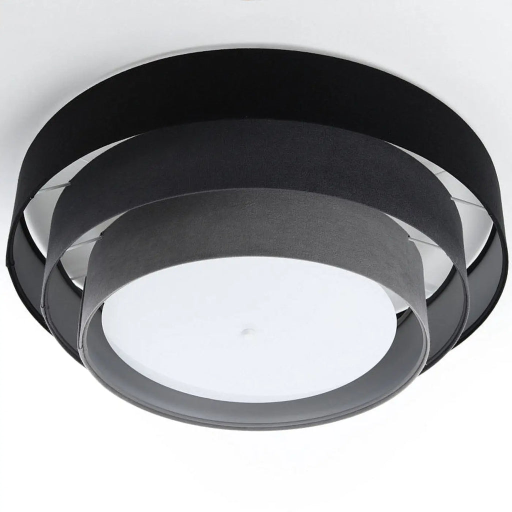 Plafonnier en velours noir et gris, intérieur doré, 60 cm