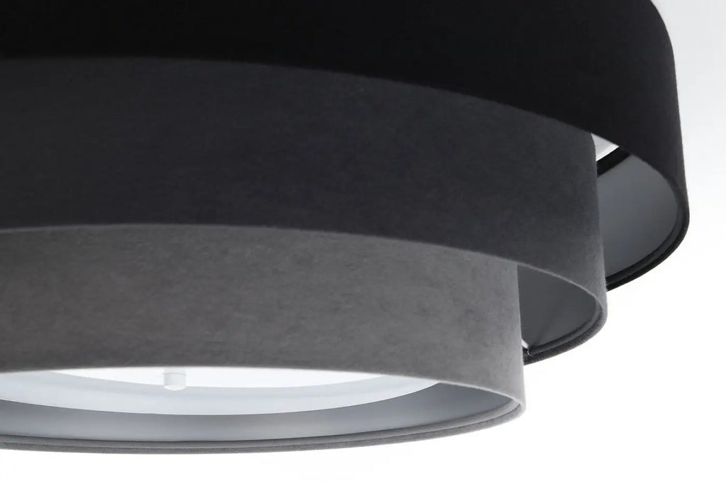 Plafonnier en velours noir et gris, intérieur doré, 60 cm