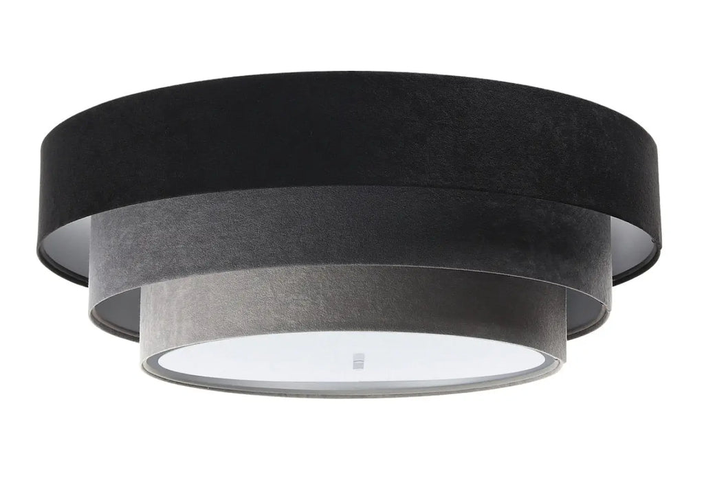 Plafonnier en velours noir et gris, intérieur doré, 60 cm