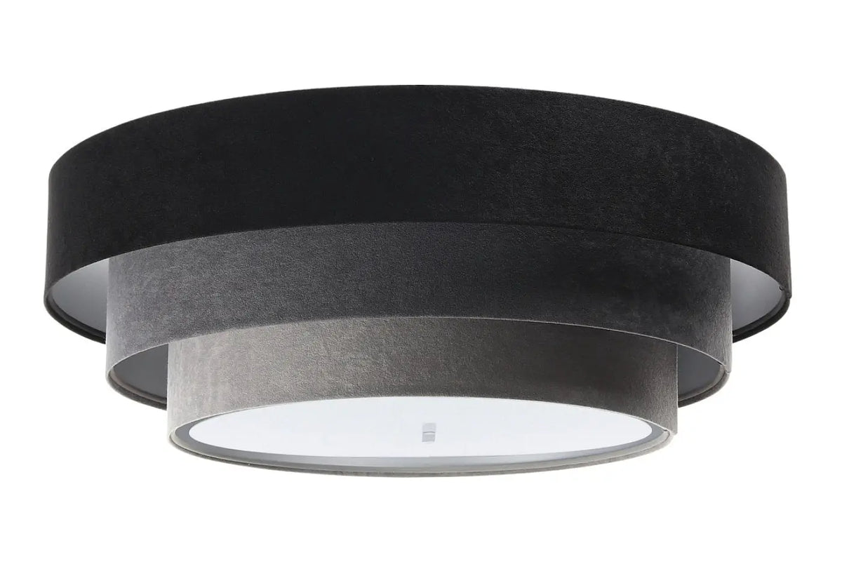 Plafonnier en velours noir et gris, intérieur doré, 60 cm