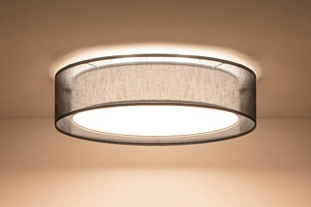 Plafonnier anneau en tissu noir, 50 ou 60 cm de diamètre