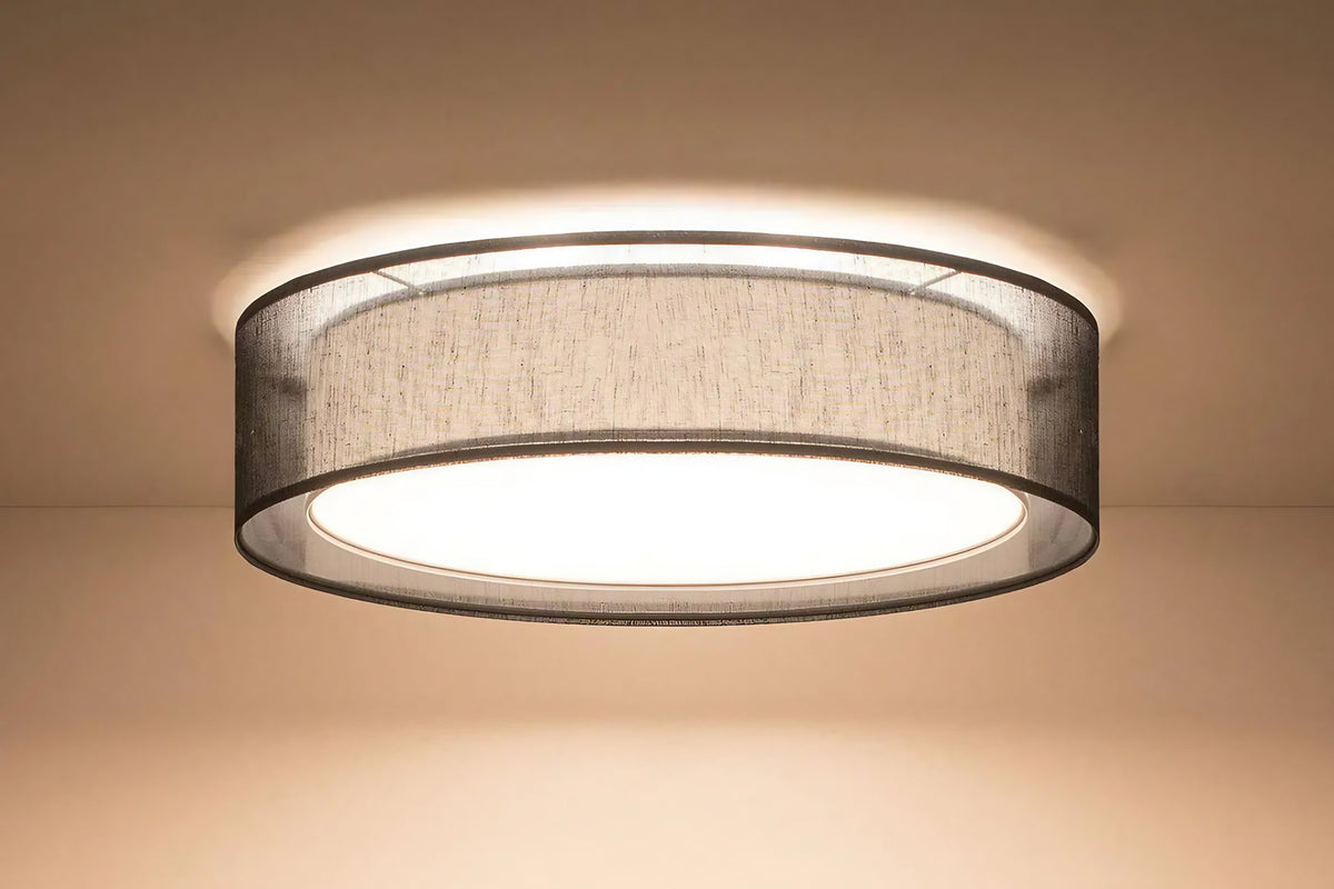 Plafonnier anneau en tissu noir, 50 ou 60 cm de diamètre