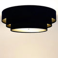 Plafonnier en velours noir, intérieur doré, trois cercles, 60 cm
