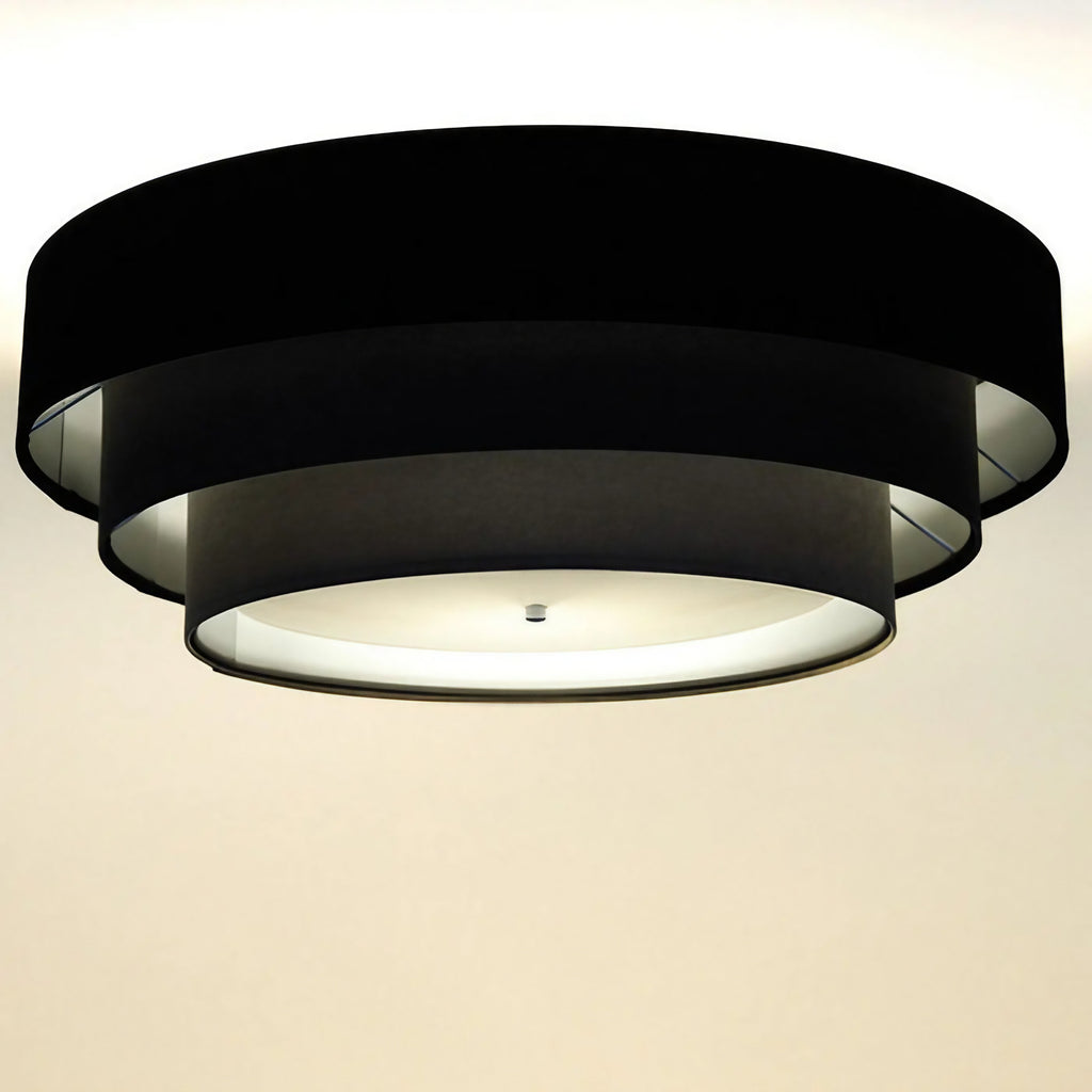 Plafonnier en velours noir et gris, intérieur doré, 60 cm
