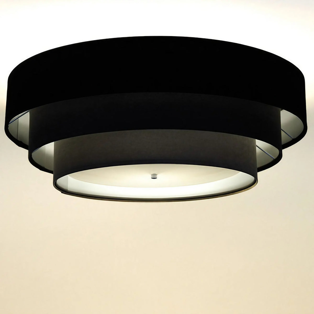 Plafonnier en velours noir et gris, intérieur doré, 60 cm