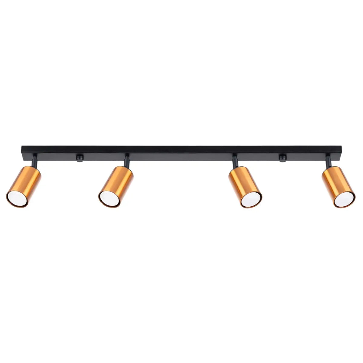 Plafonnier 4 spots orientables noir et cuivre, rampe de 82 cm