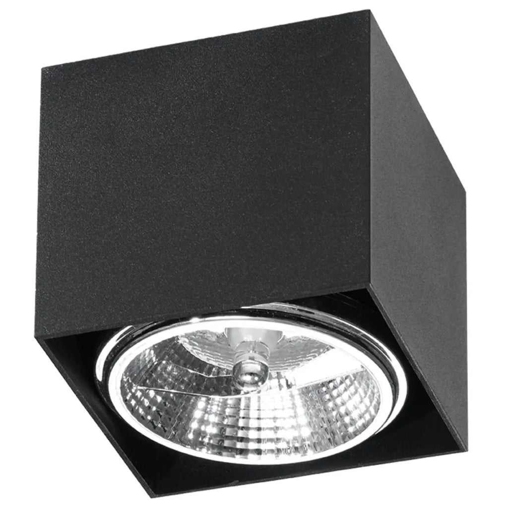 Plafonnier spot cube en aluminium noir mat, en saillie, GU10