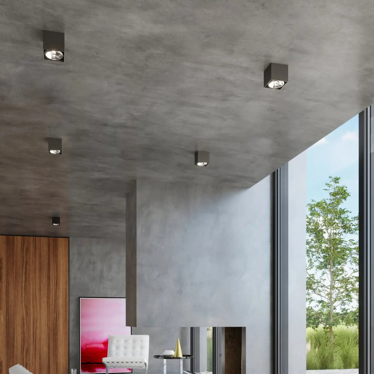 Plafonnier spot cube en aluminium noir mat, en saillie, GU10