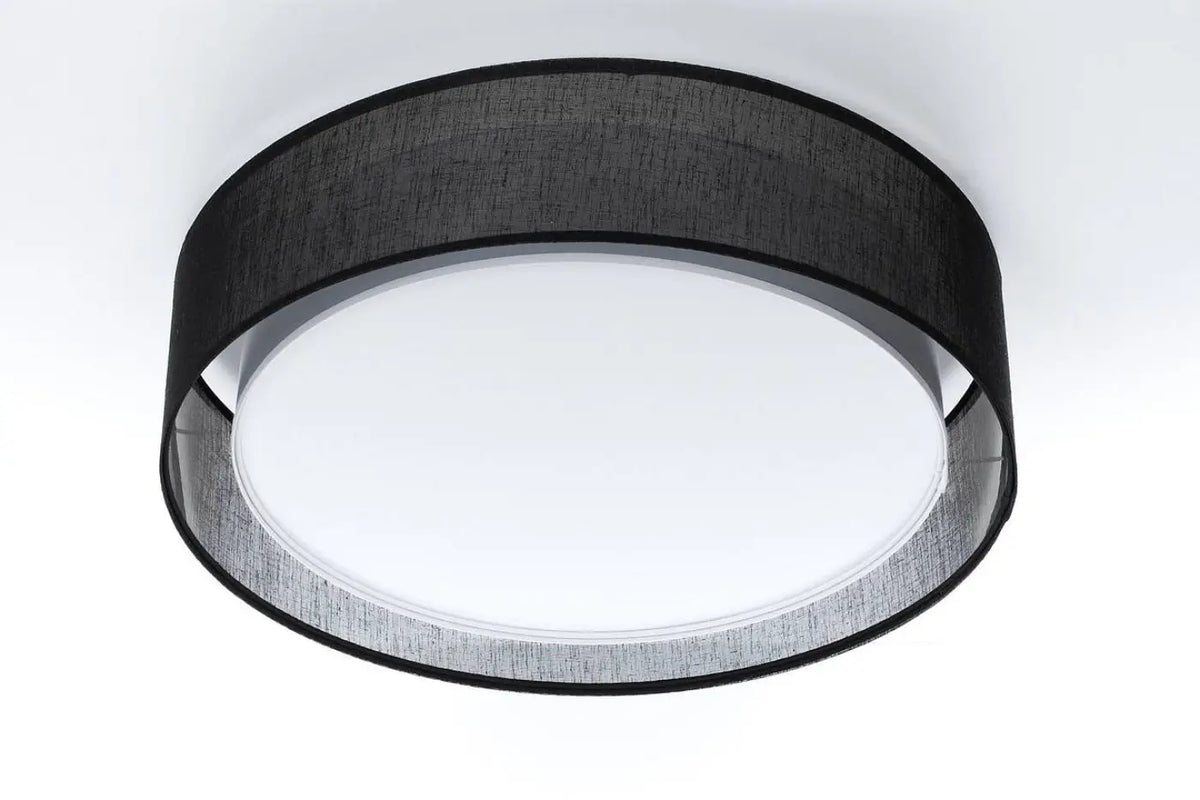 Plafonnier anneau en tissu noir, 50 ou 60 cm de diamètre