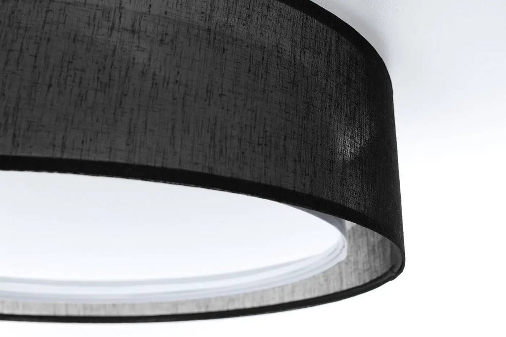 Plafonnier anneau en tissu noir, 50 ou 60 cm de diamètre