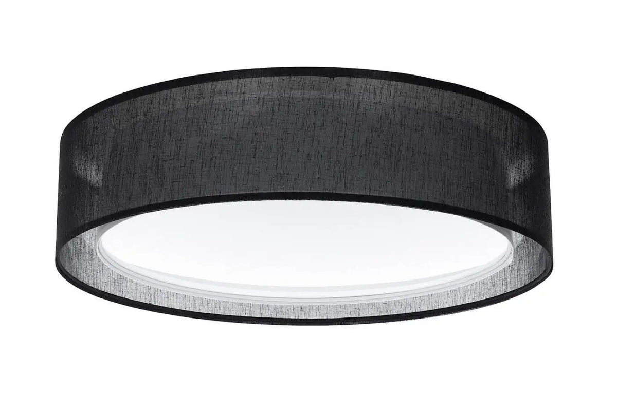 Plafonnier anneau en tissu noir, 50 ou 60 cm de diamètre