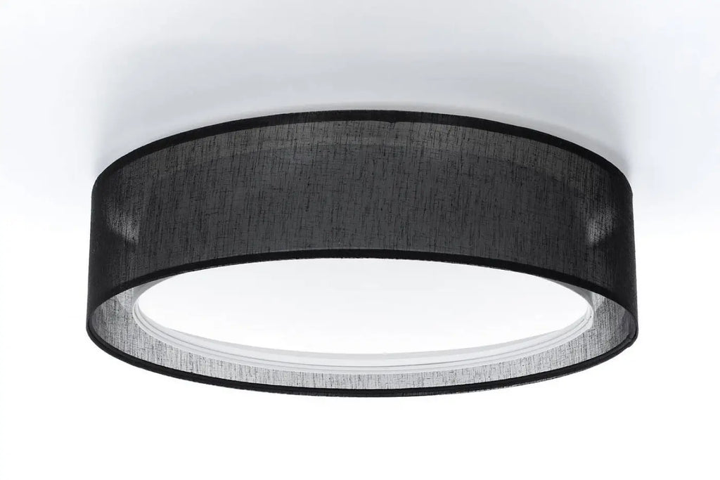 Plafonnier anneau en tissu noir, 50 ou 60 cm de diamètre