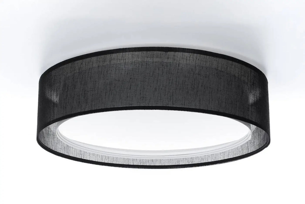 Plafonnier anneau en tissu noir, 50 ou 60 cm de diamètre