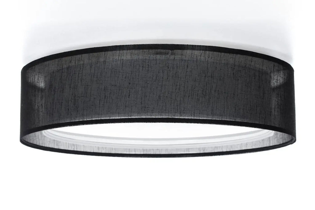 Plafonnier anneau en tissu noir, 50 ou 60 cm de diamètre