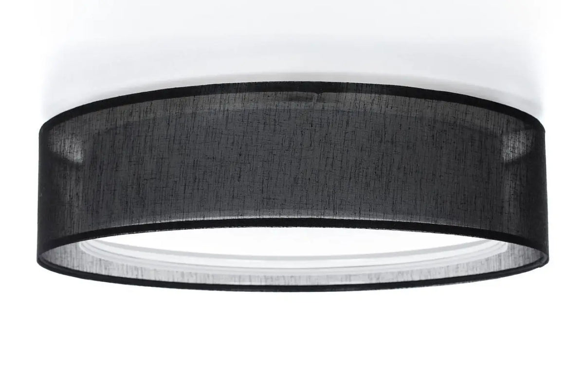 Plafonnier anneau en tissu noir, 50 ou 60 cm de diamètre