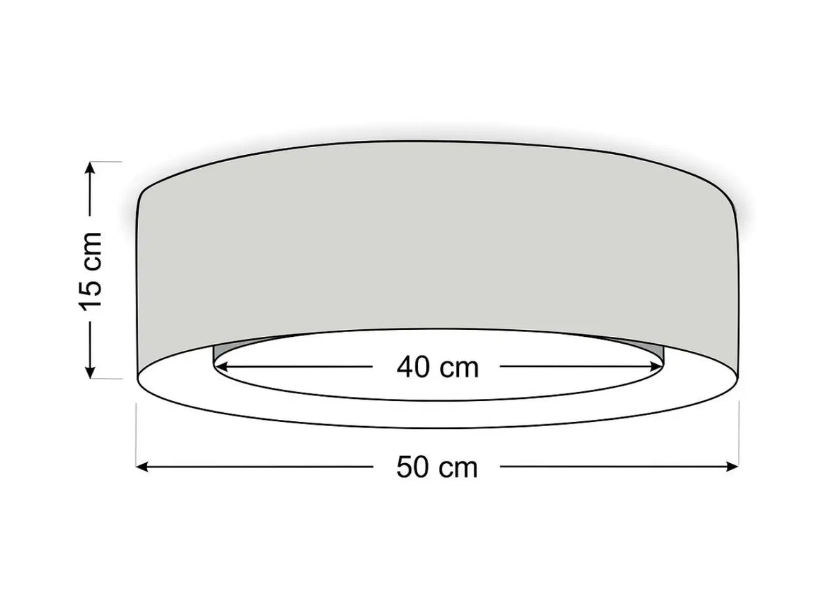 Plafonnier anneau en tissu noir, 50 ou 60 cm de diamètre