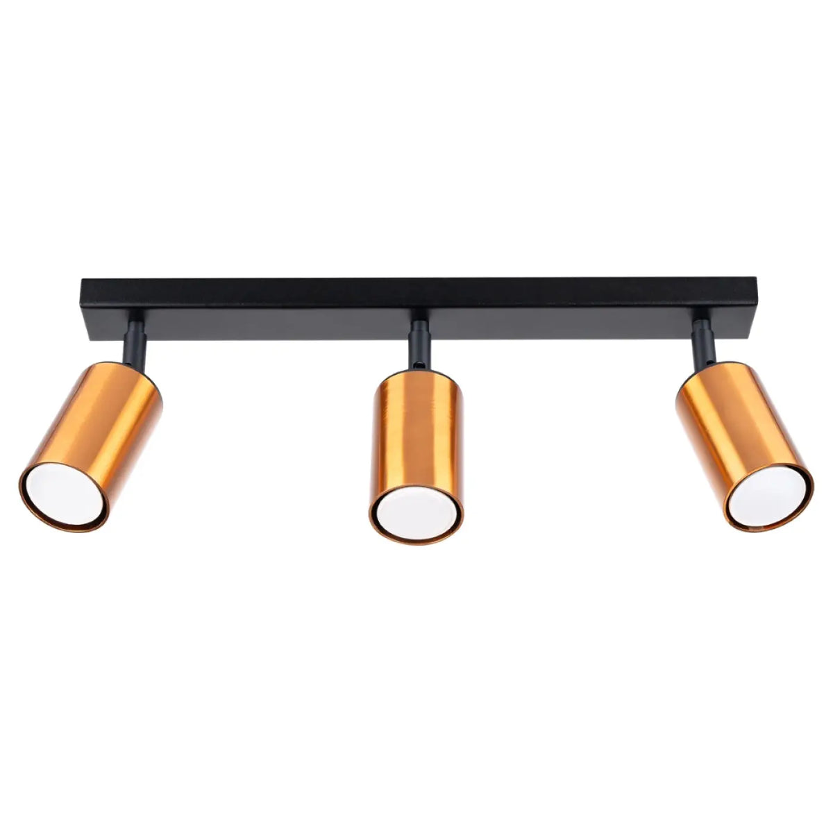 Plafonnier 3 spots orientables noir et cuivre, barre de 45 cm