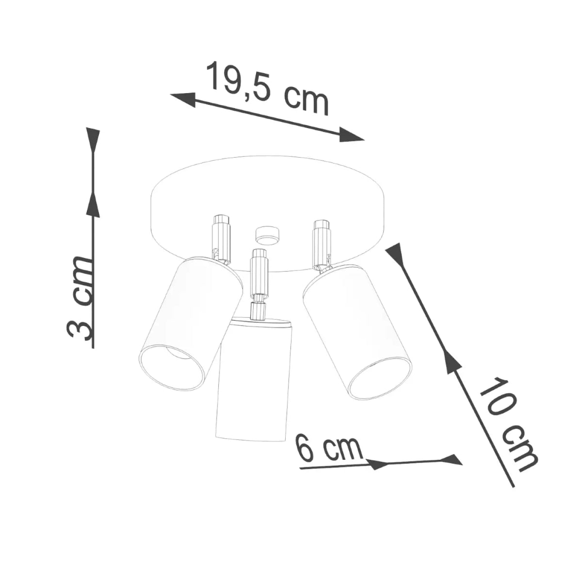 Plafonnier 3 spots orientables noir et cuivre, rosace ronde