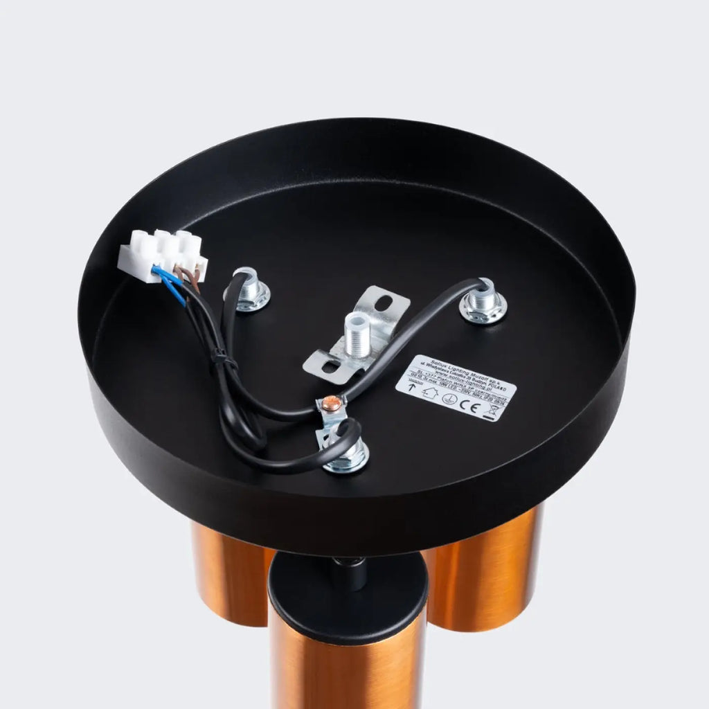 Plafonnier 3 spots orientables noir et cuivre, rosace ronde