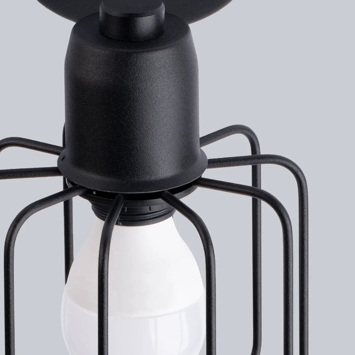 Plafonnier 3 spots orientables à grilles, métal noir, 48 cm