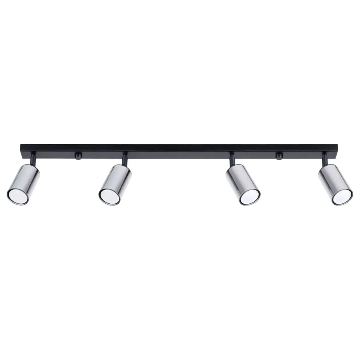 Plafonnier 4 spots orientables noir et chrome, rampe de 82 cm