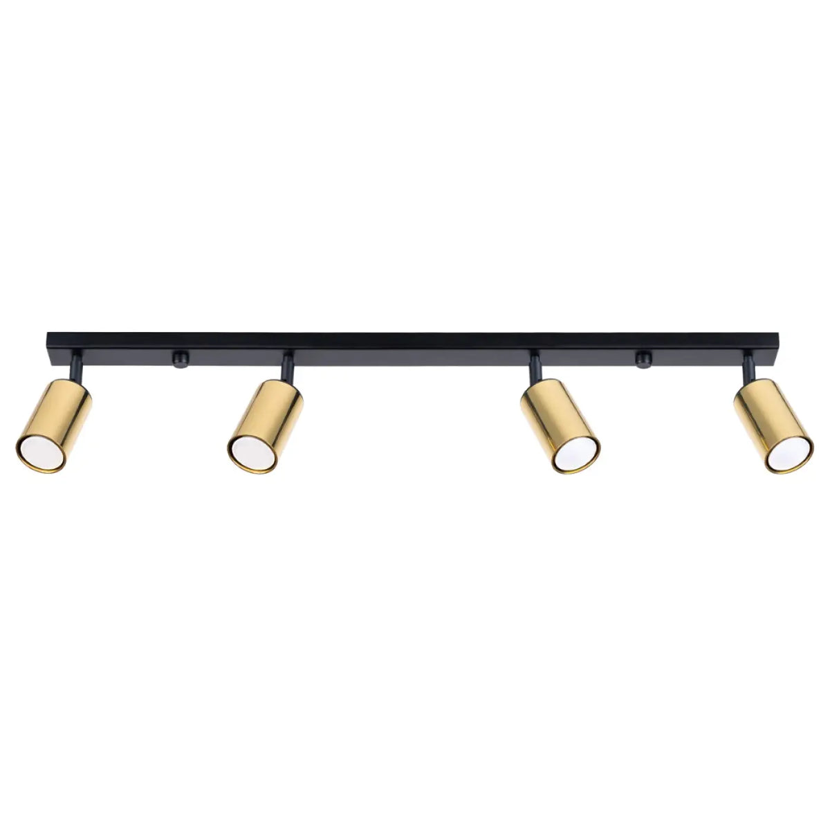 Plafonnier 4 spots orientables noir et doré, rampe de 82 cm