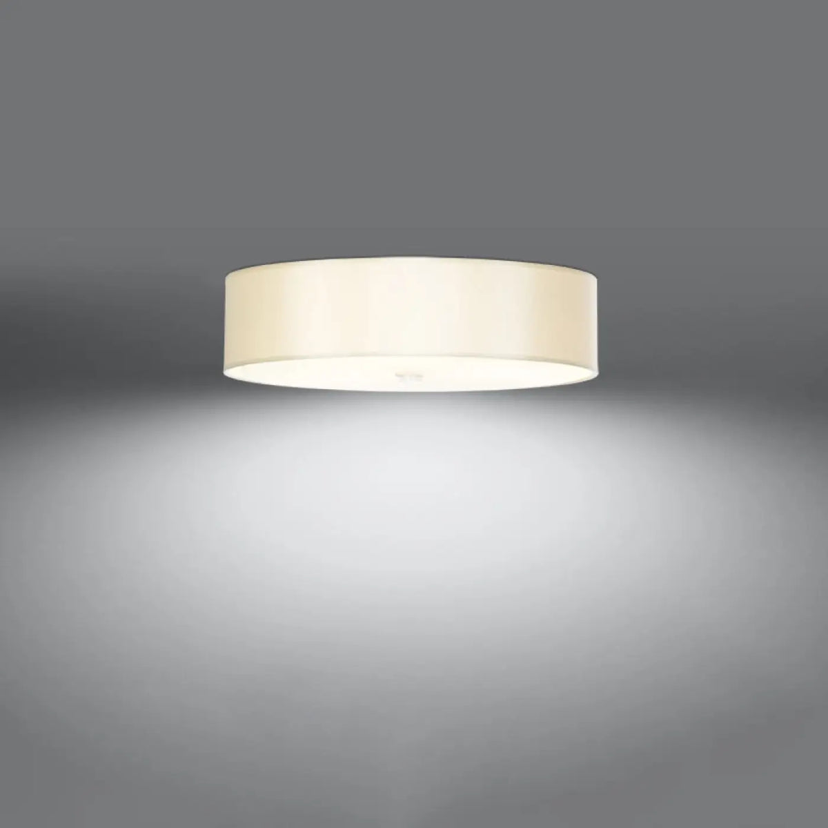 Plafonnier rond blanc en tissu et verre, 50 cm, 5 ampoules E27