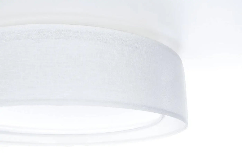 Plafonnier rond en tissu blanc mat, 50 ou 60 cm