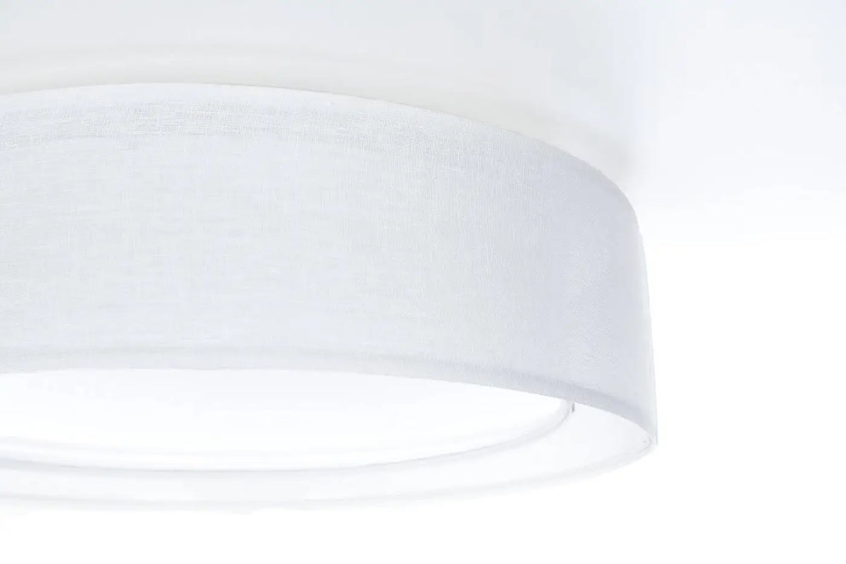 Plafonnier rond en tissu blanc mat, 50 ou 60 cm
