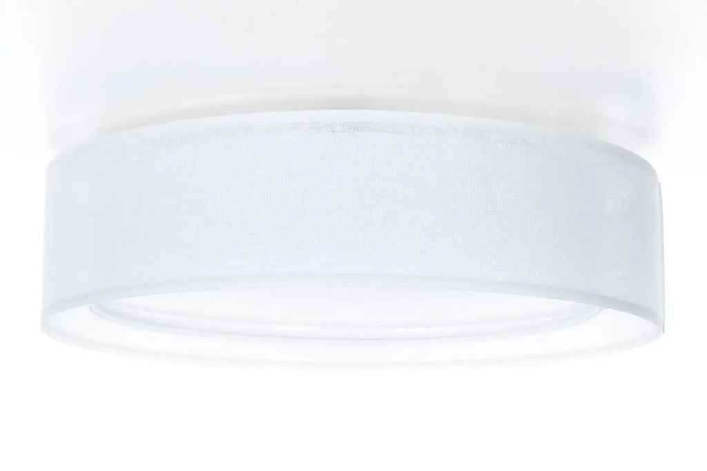 Plafonnier rond en tissu blanc mat, 50 ou 60 cm