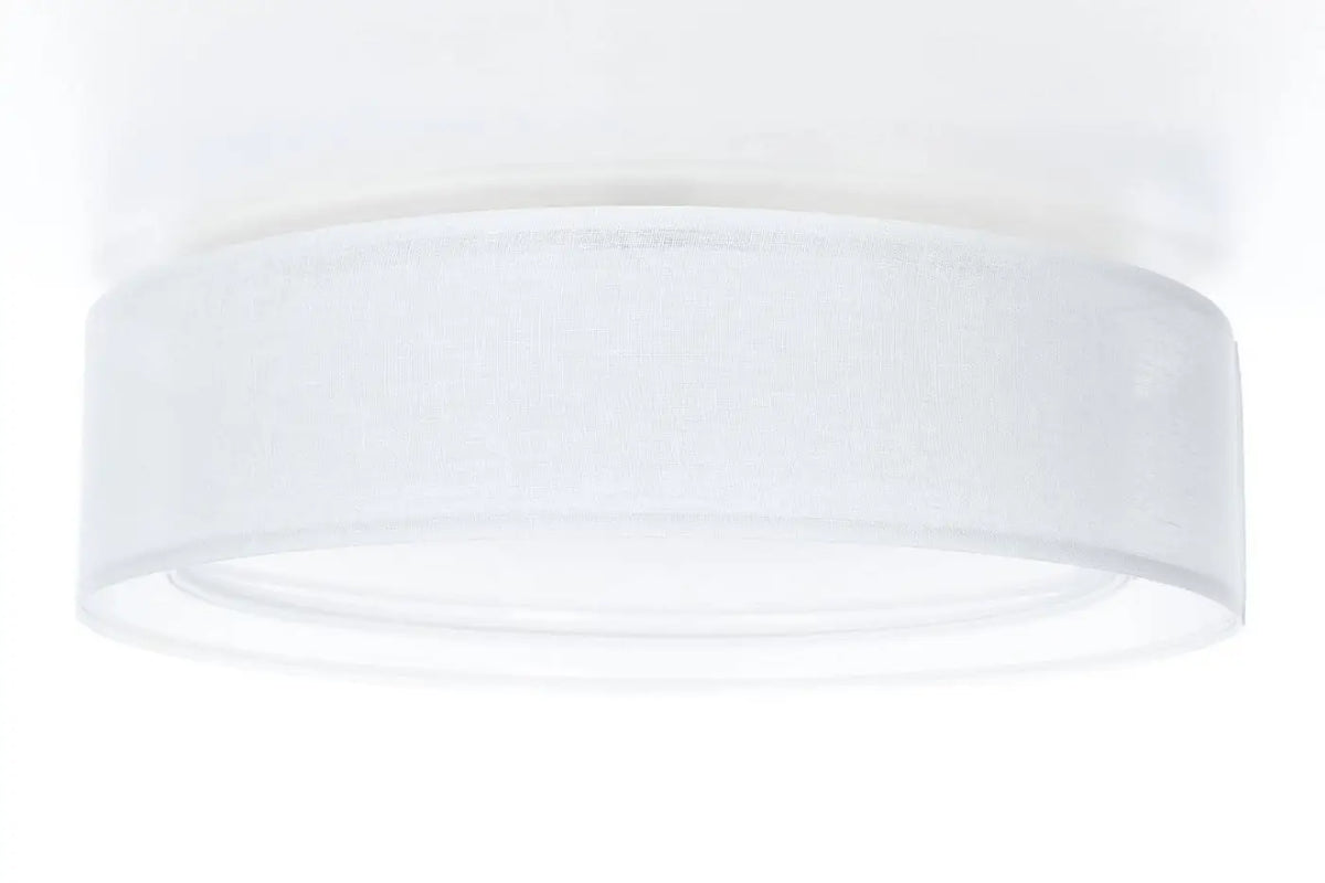 Plafonnier rond en tissu blanc mat, 50 ou 60 cm