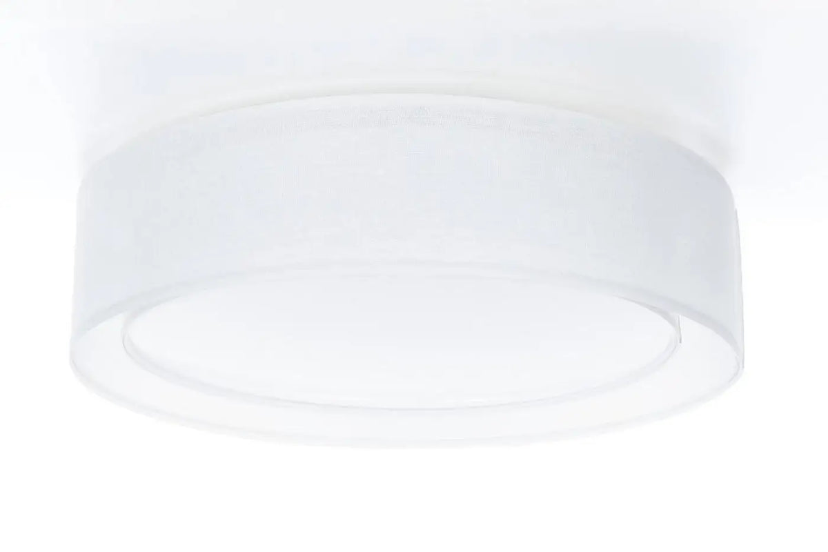 Plafonnier rond en tissu blanc mat, 50 ou 60 cm