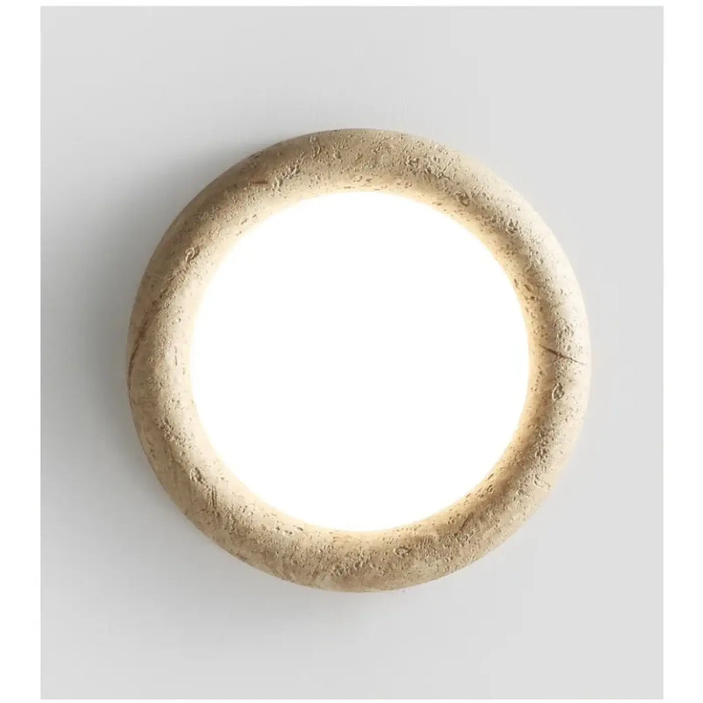 Plafonnier rond en travertin blanc, tailles S à XL