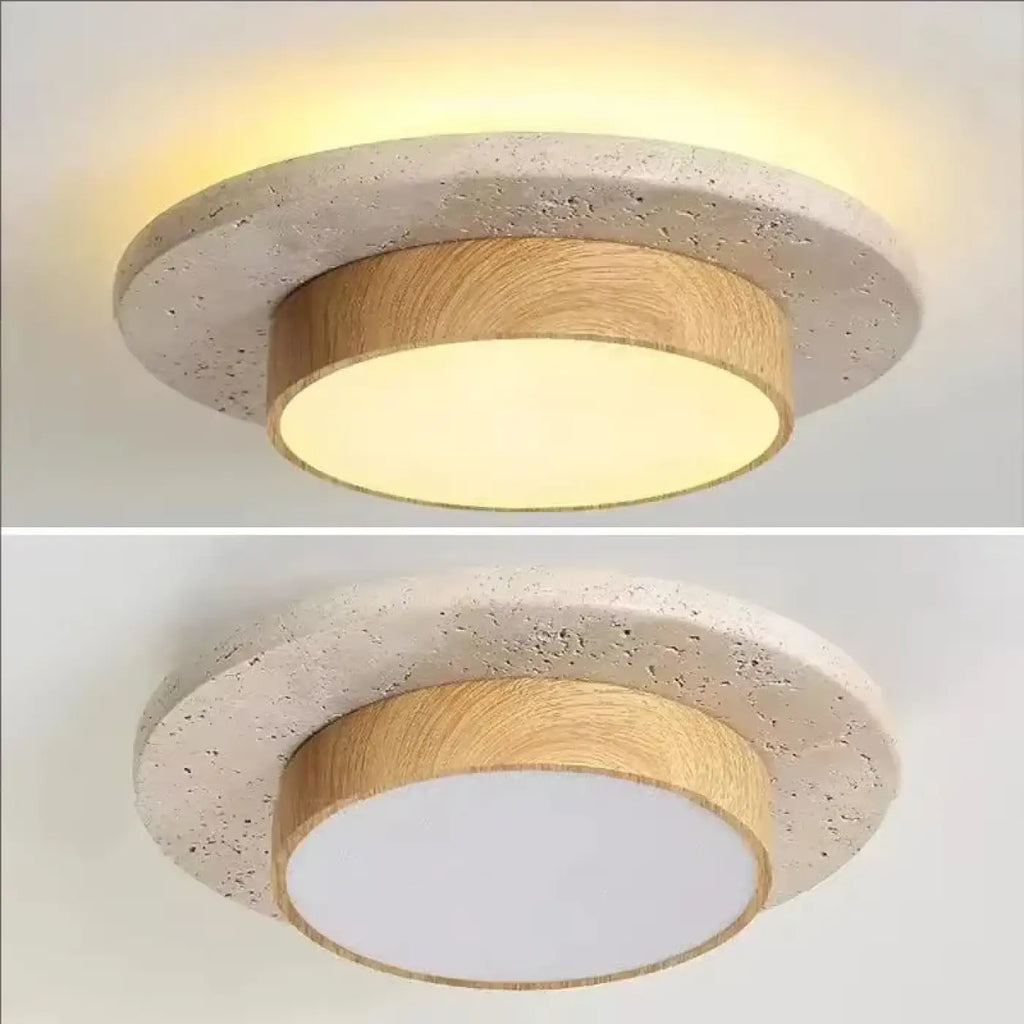 Plafonnier rond en bois de style scandinave, beige ou marron, beige