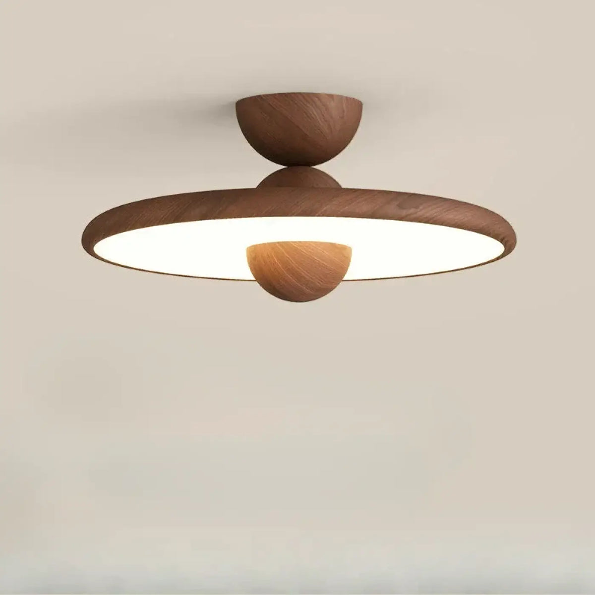 Plafonnier rond en bois de style scandinave, marron ou beige