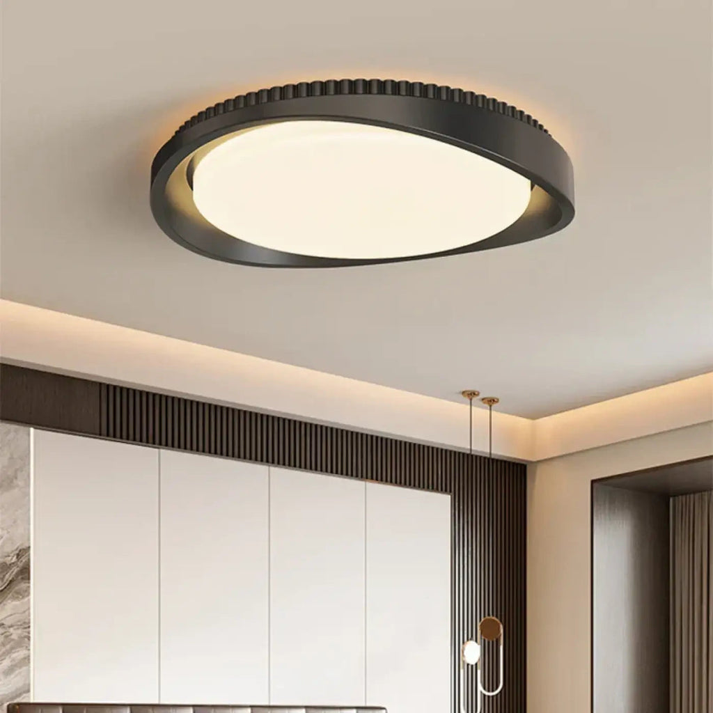 Plafonnier rond effet bois, marron ou noir
