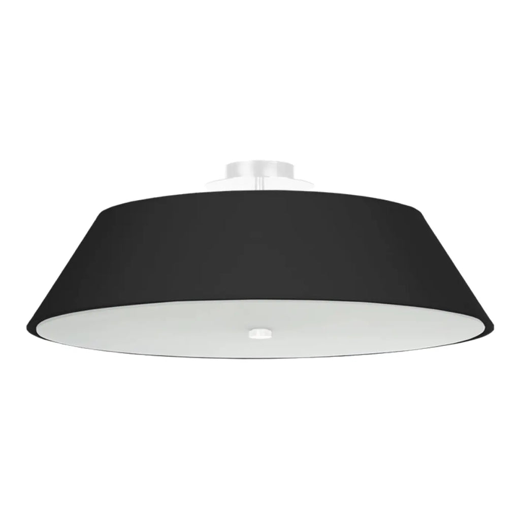 Plafonnier rond noir à grand abat-jour en tissu, 60 cm