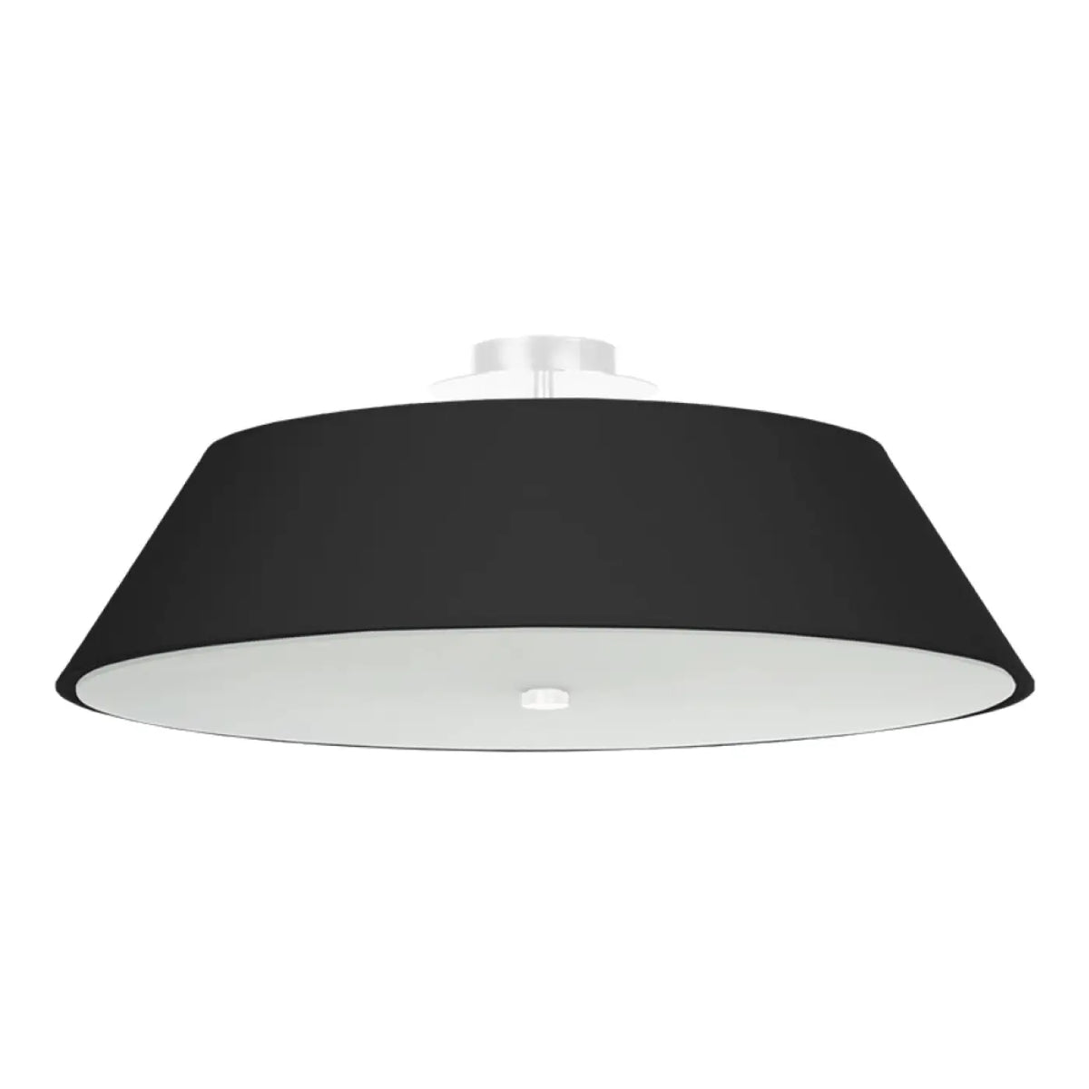 Plafonnier rond noir à grand abat-jour en tissu, 60 cm
